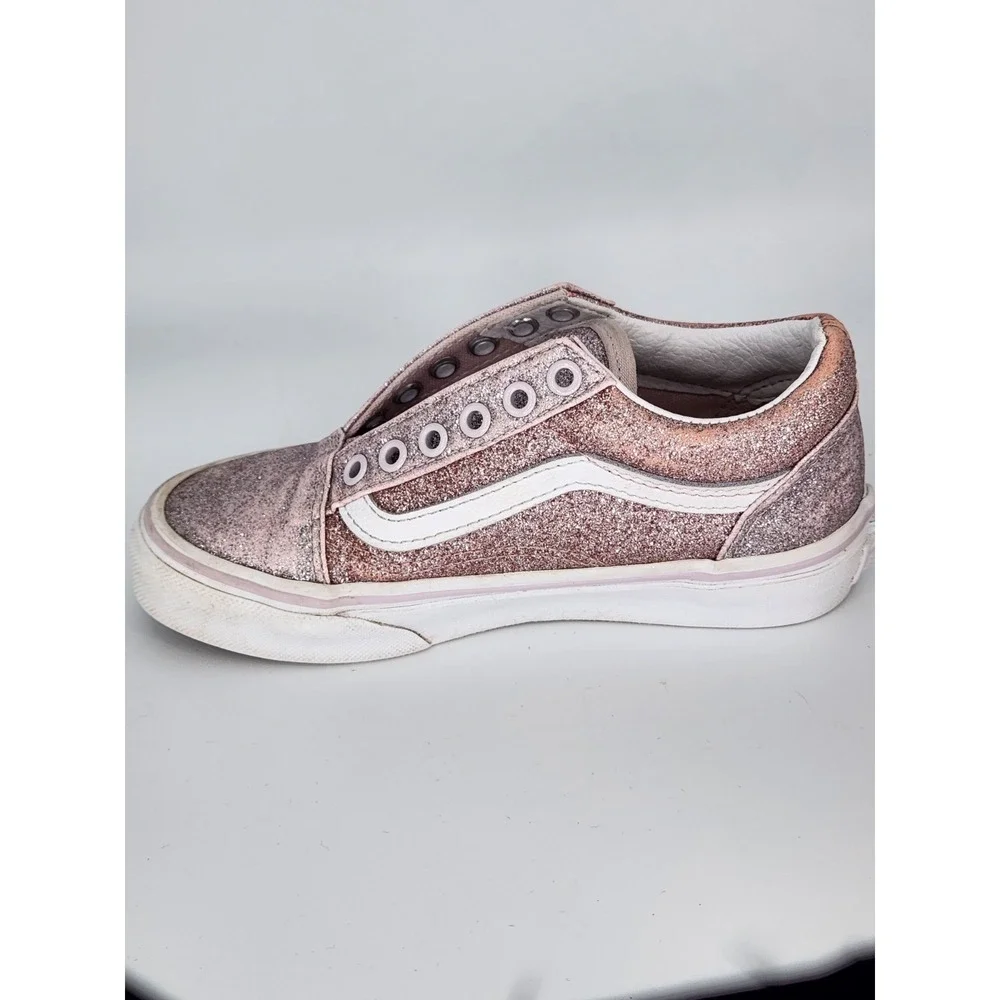 VANS OFF The WALL GIRLS SIZE 13‎ PINK SPARKLE Tie SNEAKERS SHOES GLITTER